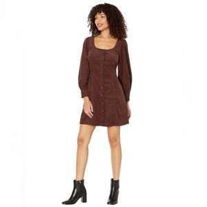 NWOT Madewell Corduroy Seamed Long-Sleeve Mini Dress